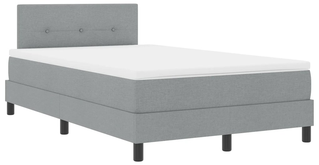 Cama Box Spring com colchão Cinza Claro 120x190 cm Tecido