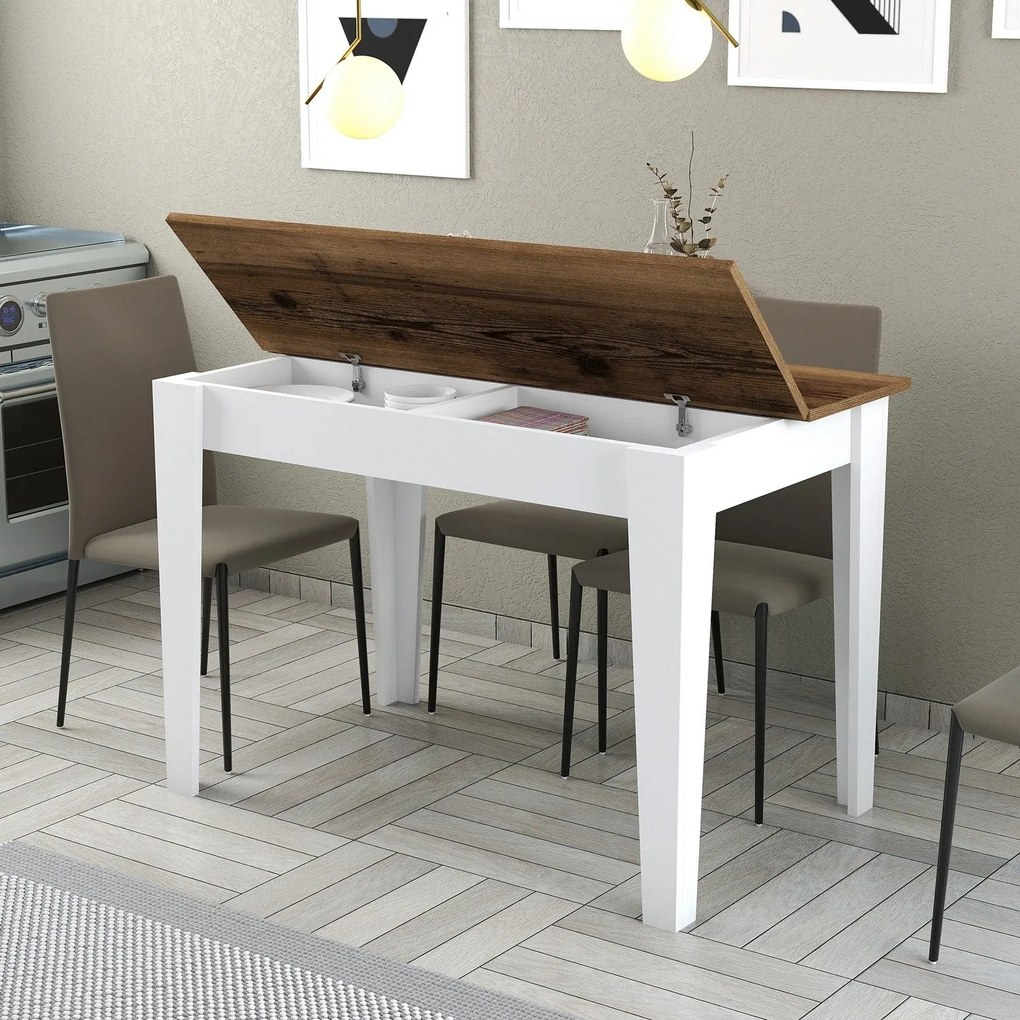 Mesa de Cozinha Kiev – Nogueira e Branco – 110x75x72 cm