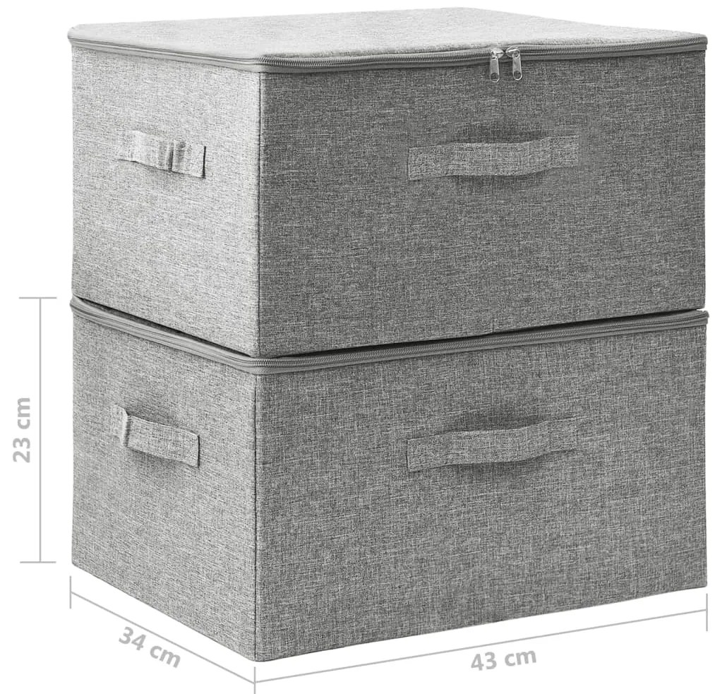 Caixas de arrumação 2 pcs 43x34x23 cm tecido cinzento