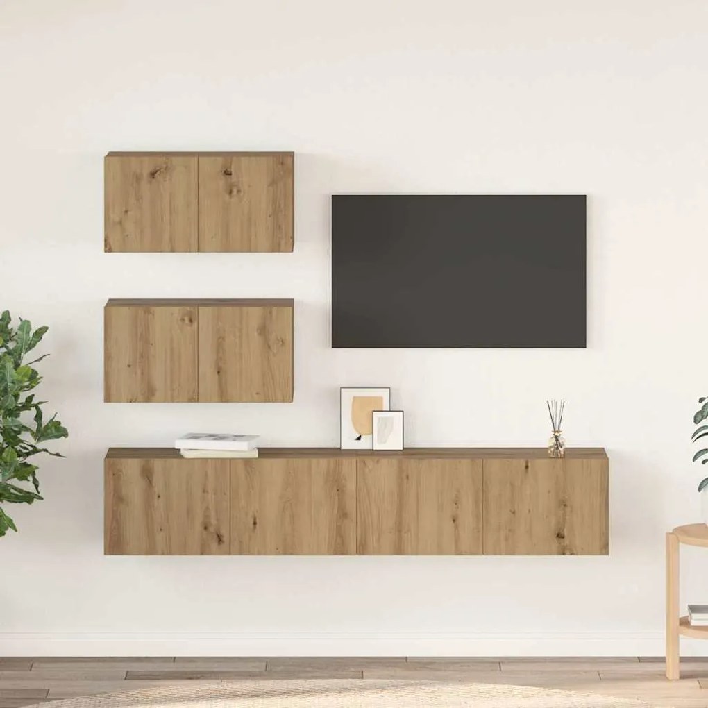Conjunto de móvel de TV 4 pcs carvalho artisiano