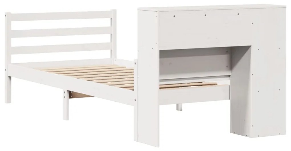 Cama com estante sem colchão 100x200 cm pinho maciço branco