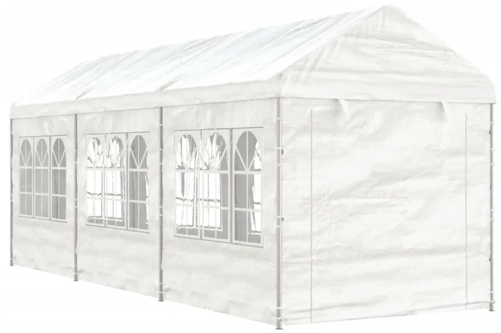 Gazebo com telhado 6,69x2,28x2,69 m polietileno branco