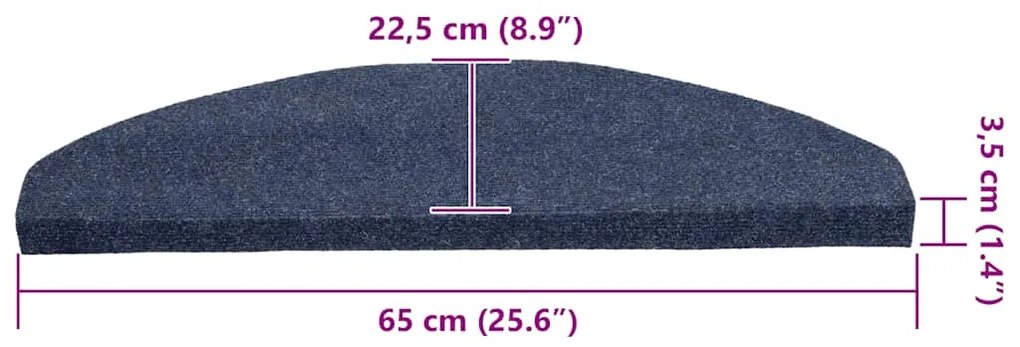 Tapetes de escada adesivos 30 pcs 65x22,5x3,5 cm azul