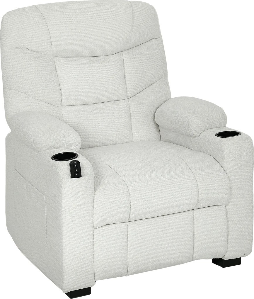 HOMCOM Poltrona Relax Reclinável Elétrica com Função Memória Apoio para Pés Controlo Remoto e Porta USB 94x90x105 cm Creme | Aosom Portugal