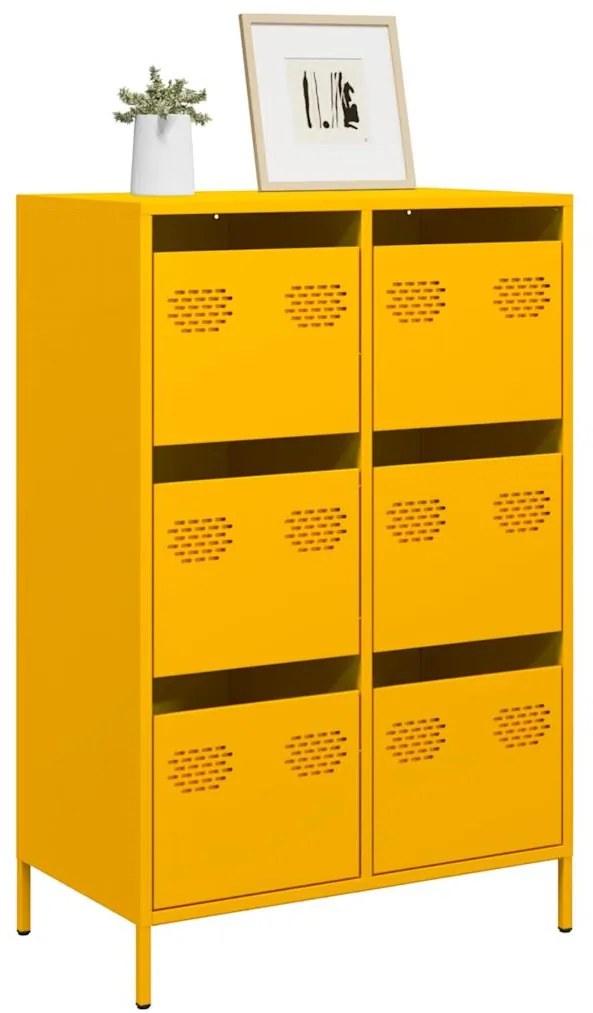 vidaXL Móvel alto 68x39x101,5 cm aço amarelo mostarda