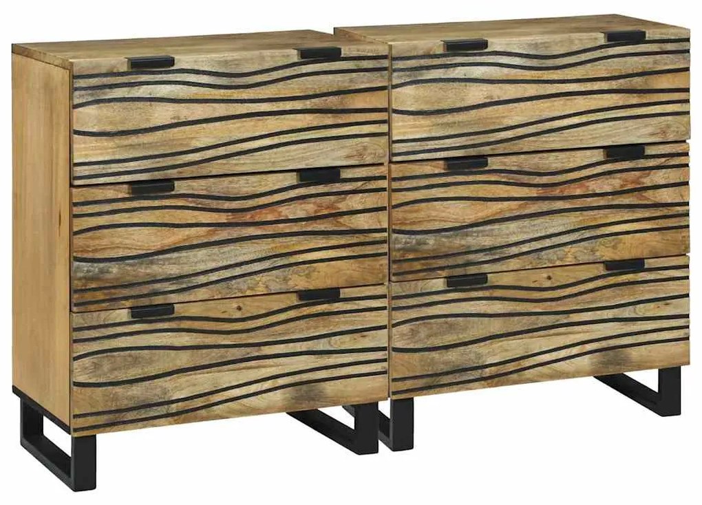 vidaXL Conjunto de Buffets com gaveta 2 pcs Natural 60 x 33,5 x 75 cm