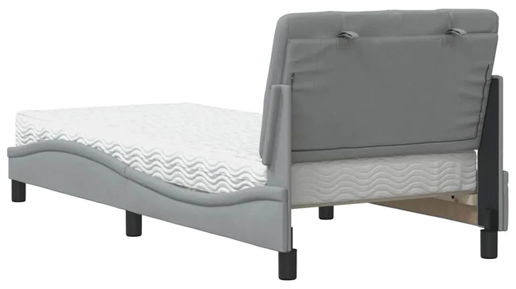Cama com colchão 90x190 cm tecido cinzento-claro