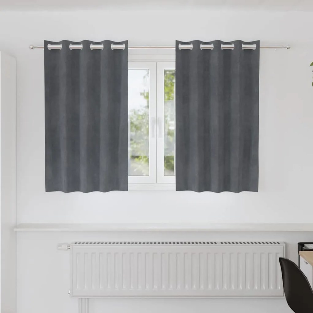 Cortinas Blackout vidaXL com Ilhós 2 pcs Veludo Cinza Claro Super