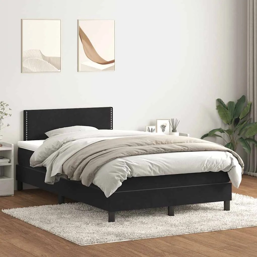 vidaXL Cama com molas/colchão 120x220 cm veludo preto