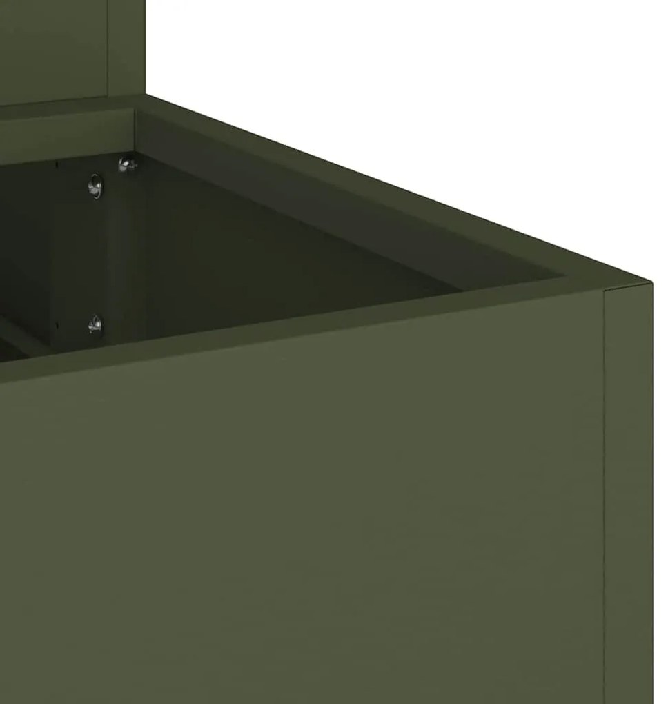 Vaso de Jardim 3 Andares 90x90x35 cm Verde Oliva Aço