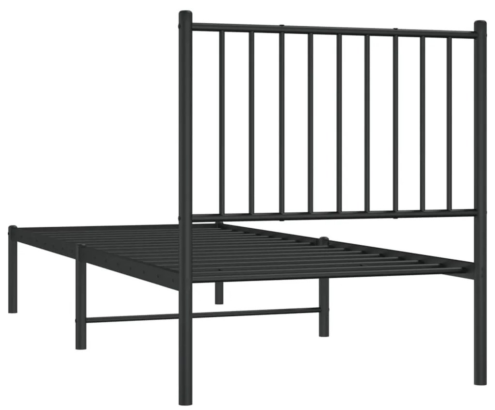 Estrutura de cama com cabeceira 75x190 cm metal preto