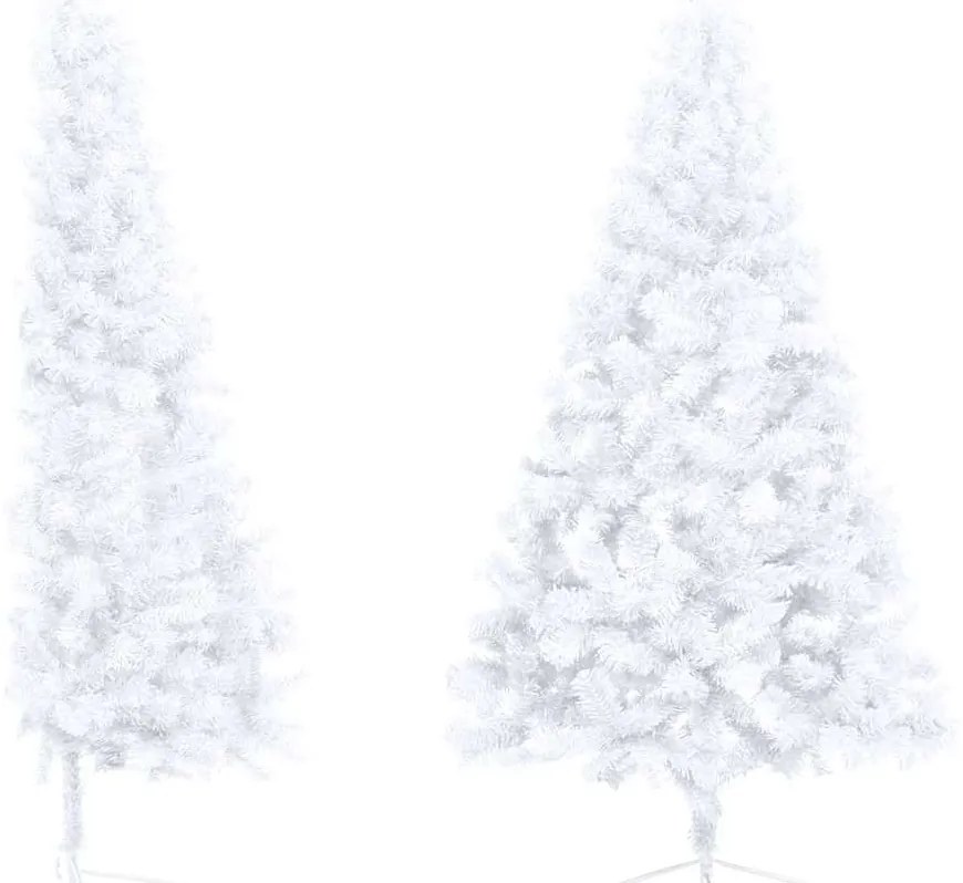 Meia árvore Natal artificial pré-iluminada c/ bolas branco