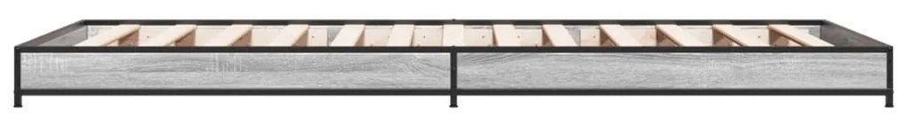 Estrutura de cama derivados de madeira e metal cinzento sonoma