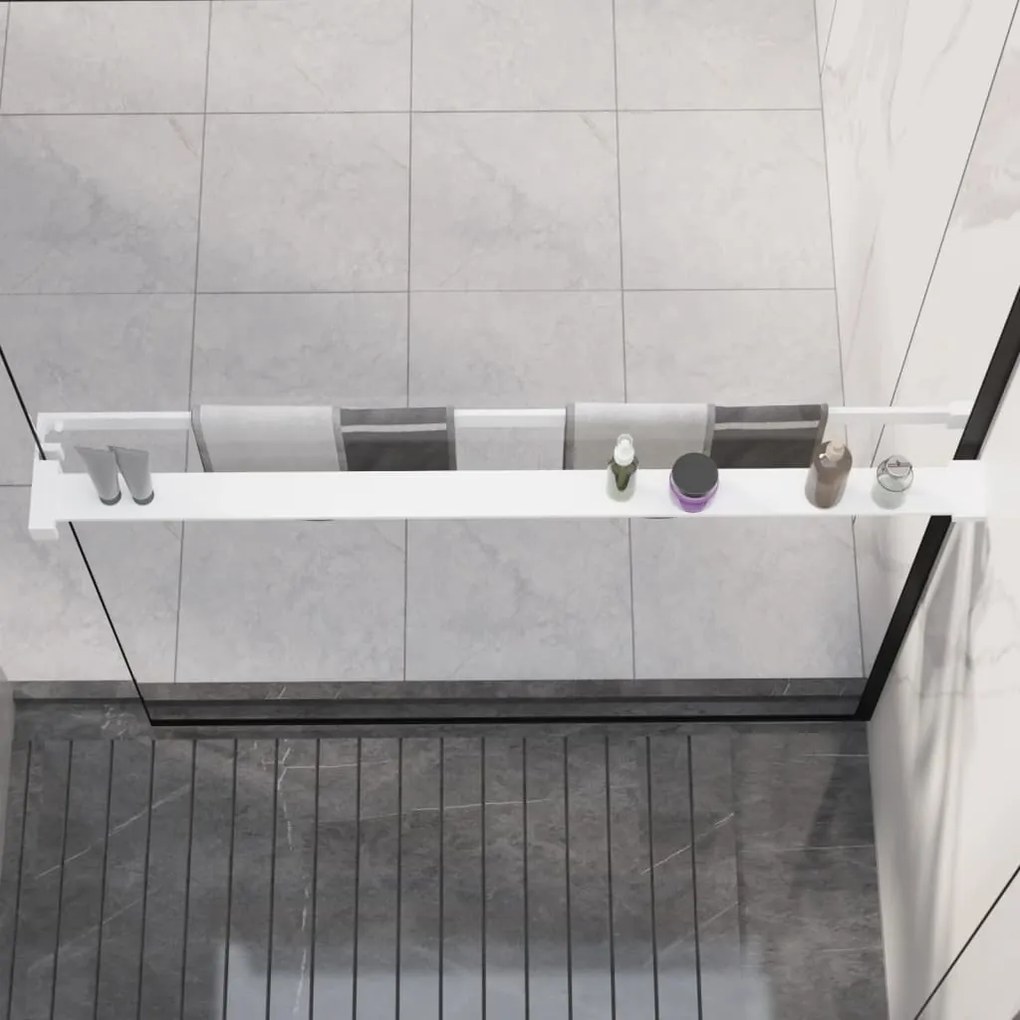 153627 vidaXL Prateleira de duche p/ divisória chuveiro 100cm alumínio branco