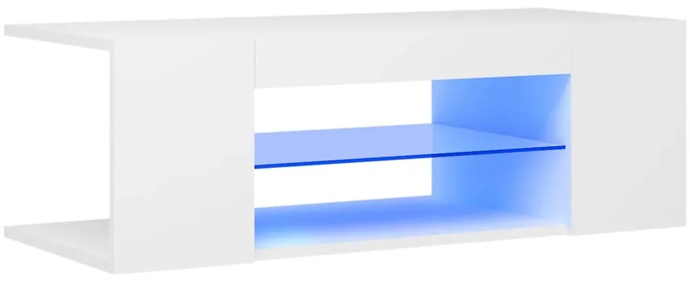 Móvel de TV com luzes LED 90x39x30 cm branco