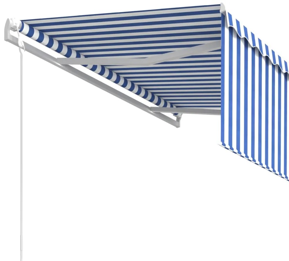 Toldo retrátil automático com estore 3,5x2,5 m azul e branco