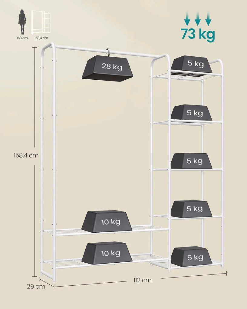 Guarda Roupa de metal 29 x 112 x 158,4 cm com prateleiras branco