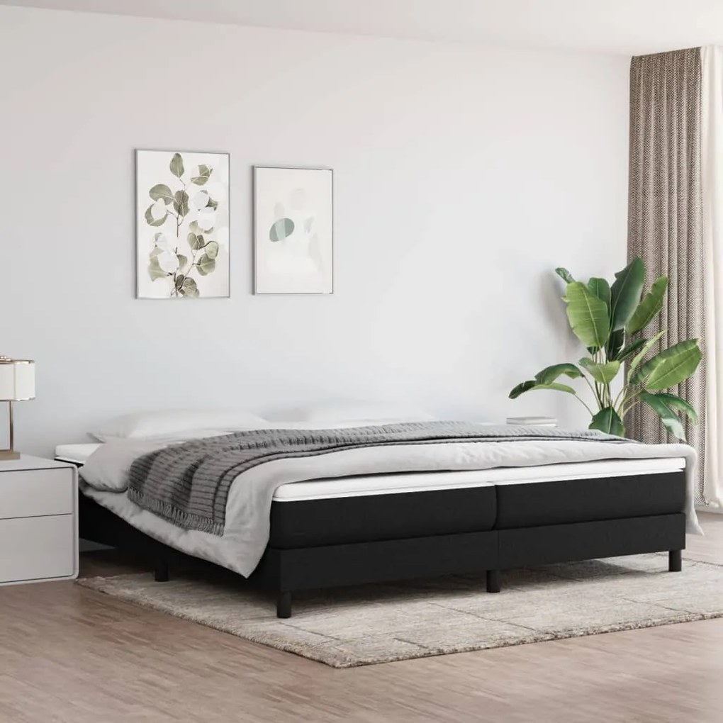 vidaXL Estrutura de cama com molas 200x200 cm tecido preto