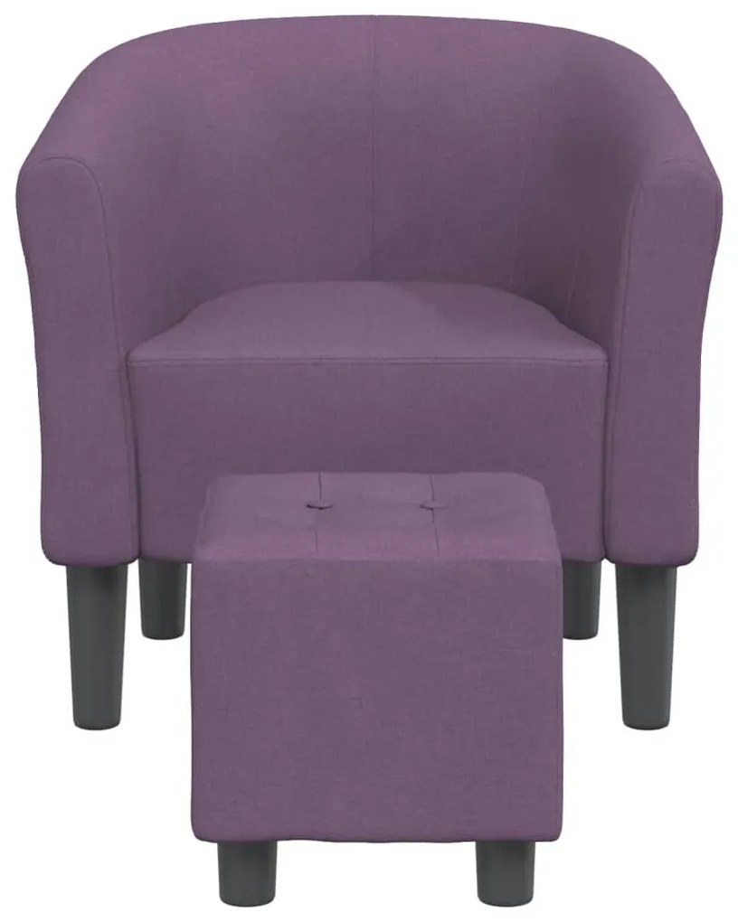 Poltrona com apoio de pés tecido roxo