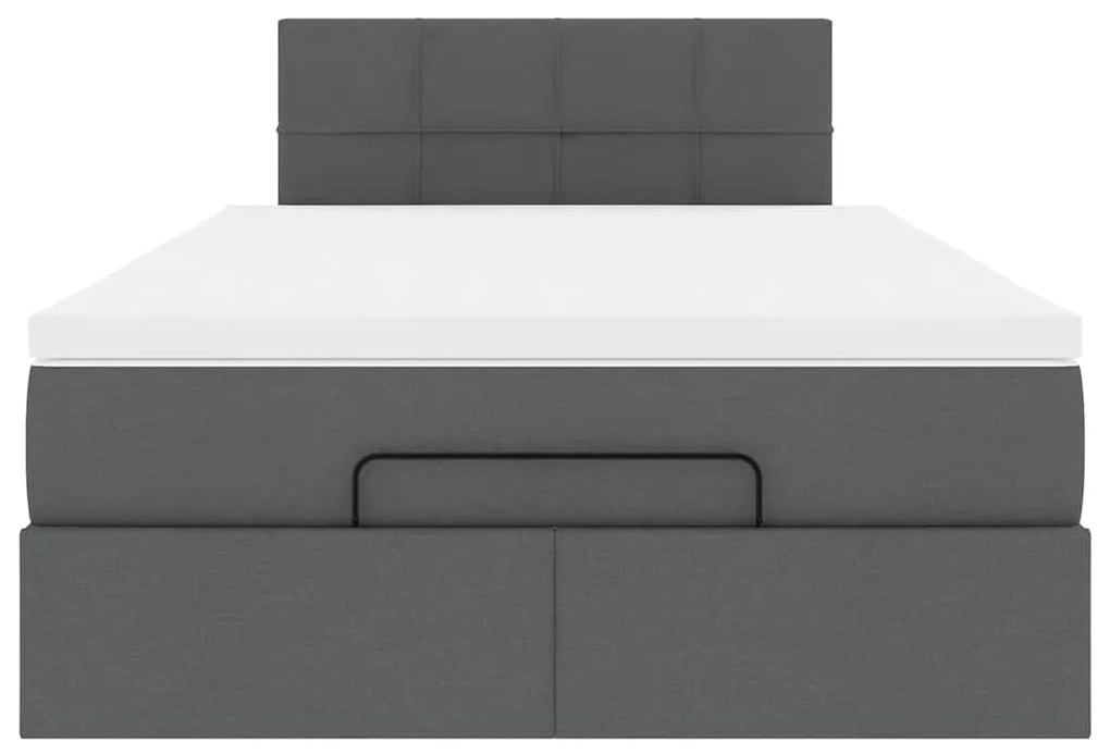 Cama otomana com colchão&LEDs 120x200 cm tecido cinzento escuro