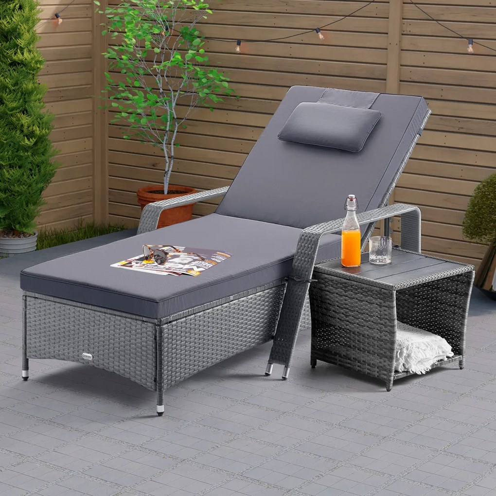 Mesa de apoio Jardim Polyrattan Vedis 45x45x40cm Cinzento