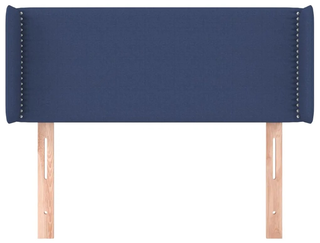 Cabeceira de cama c/ abas tecido 103x16x78/88 cm azul