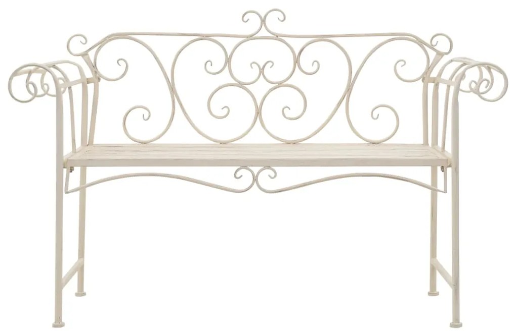 Banco de jardim 132 cm metal antigo branco