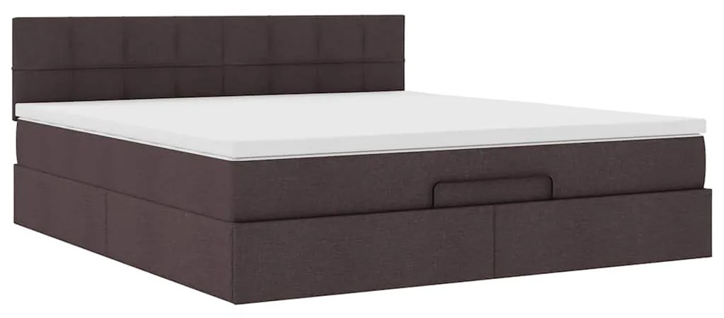 Estrutura de cama otomana com colchão 180x200cm castanho escuro
