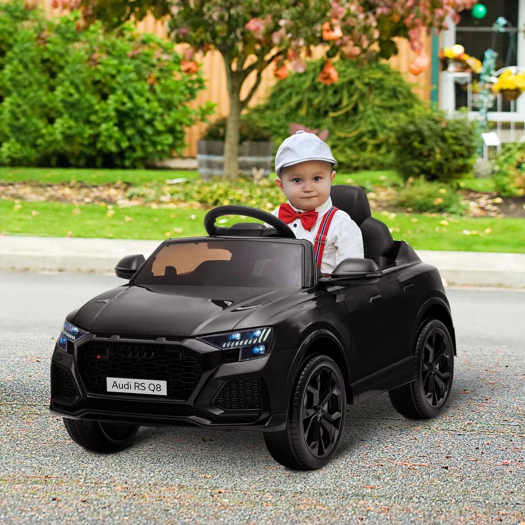 HOMCOM Carro Elétrico Infantil acima de 3 anos Licença Audi RS Q8 com Bateria 6V Controle a Distância Música MP3 Buzina e Luzes Velocidade Máx. 3km/h 101x62x51cm Preto