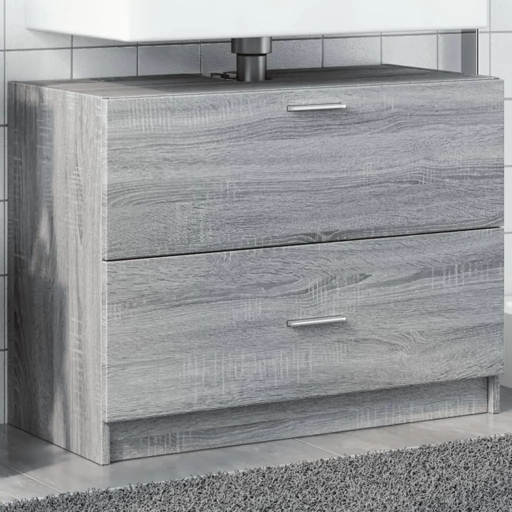 vidaXL Armário de lavatório 78x37x59 cm derivados madeira cinza sonoma
