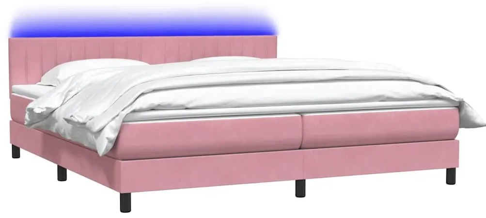 Cama com molas/colchão rosa 180x220 cm veludo