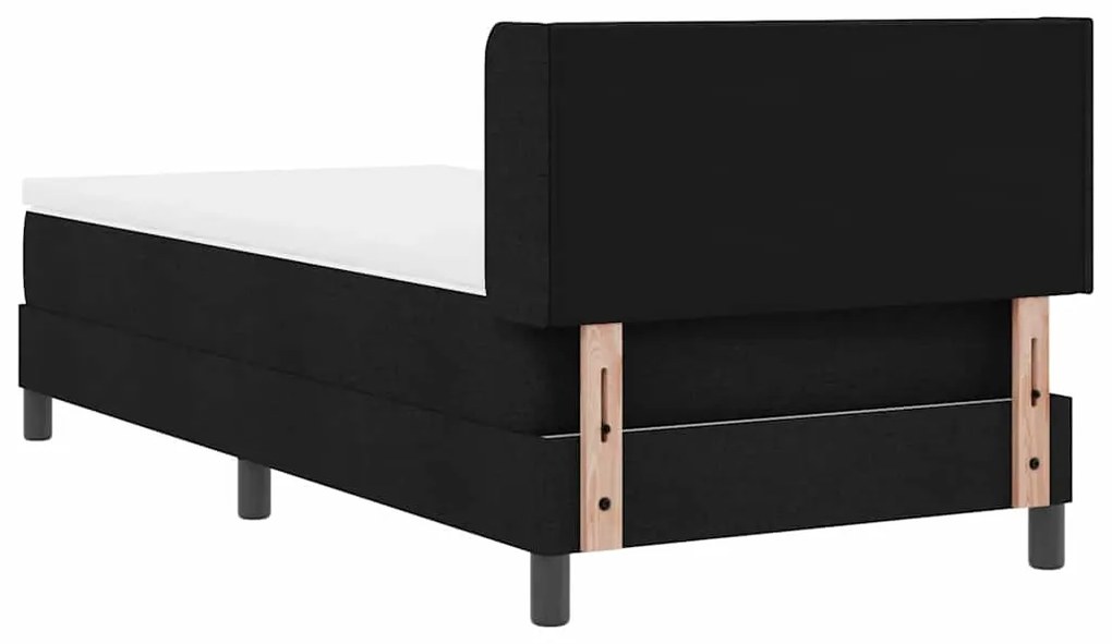 Cama Box com cabeceira Preto 90 x 190 cm Tecido e Espuma