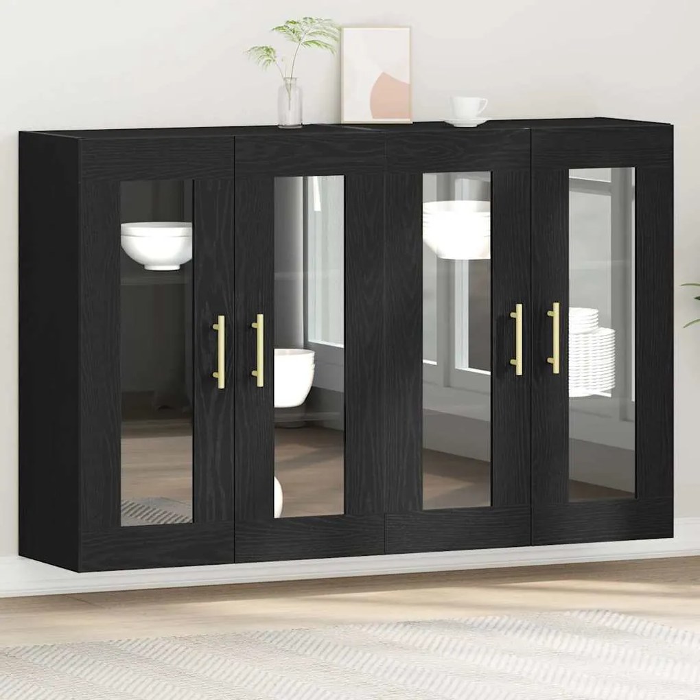 vidaXL Armários Suspensos 2 peças Carvalho Preto 69,5 x 34 x 90 cm em Madeira Engenharia