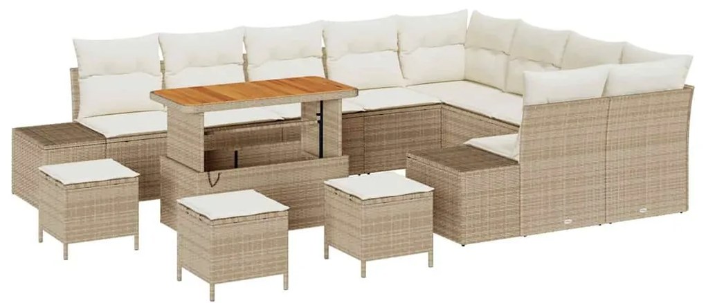 Conjunto de Sofá de Jardim com Almofadas Bege em Rattan Sintético de A