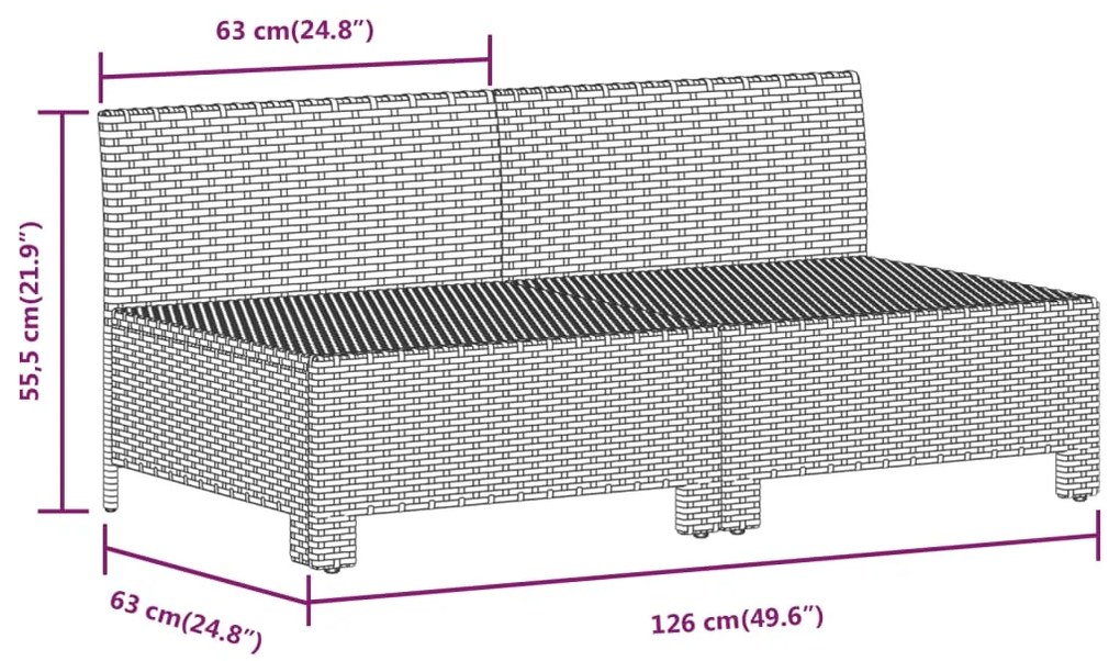8 pcs conjunto lounge de jardim c/ almofadões vime PE cinzento