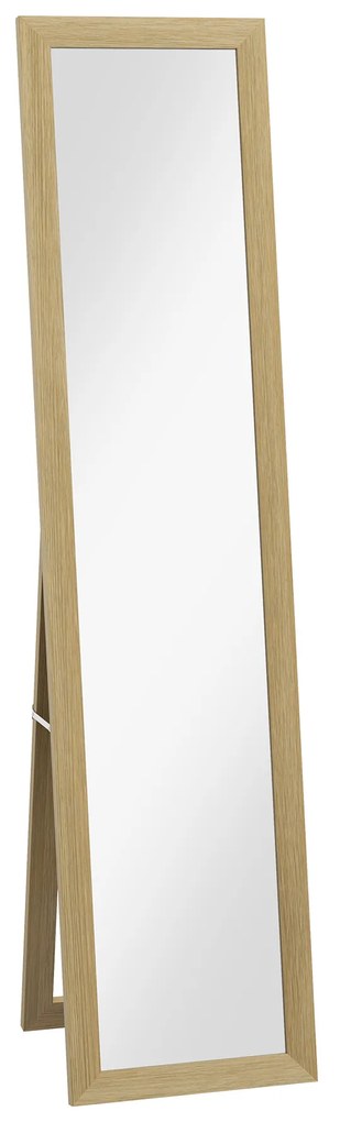 Espelho de Pé 37x155 cm Espelho de Corpo Inteiro Espelho de Parede Retangular com Estrutura de Madeira Cor Madeira