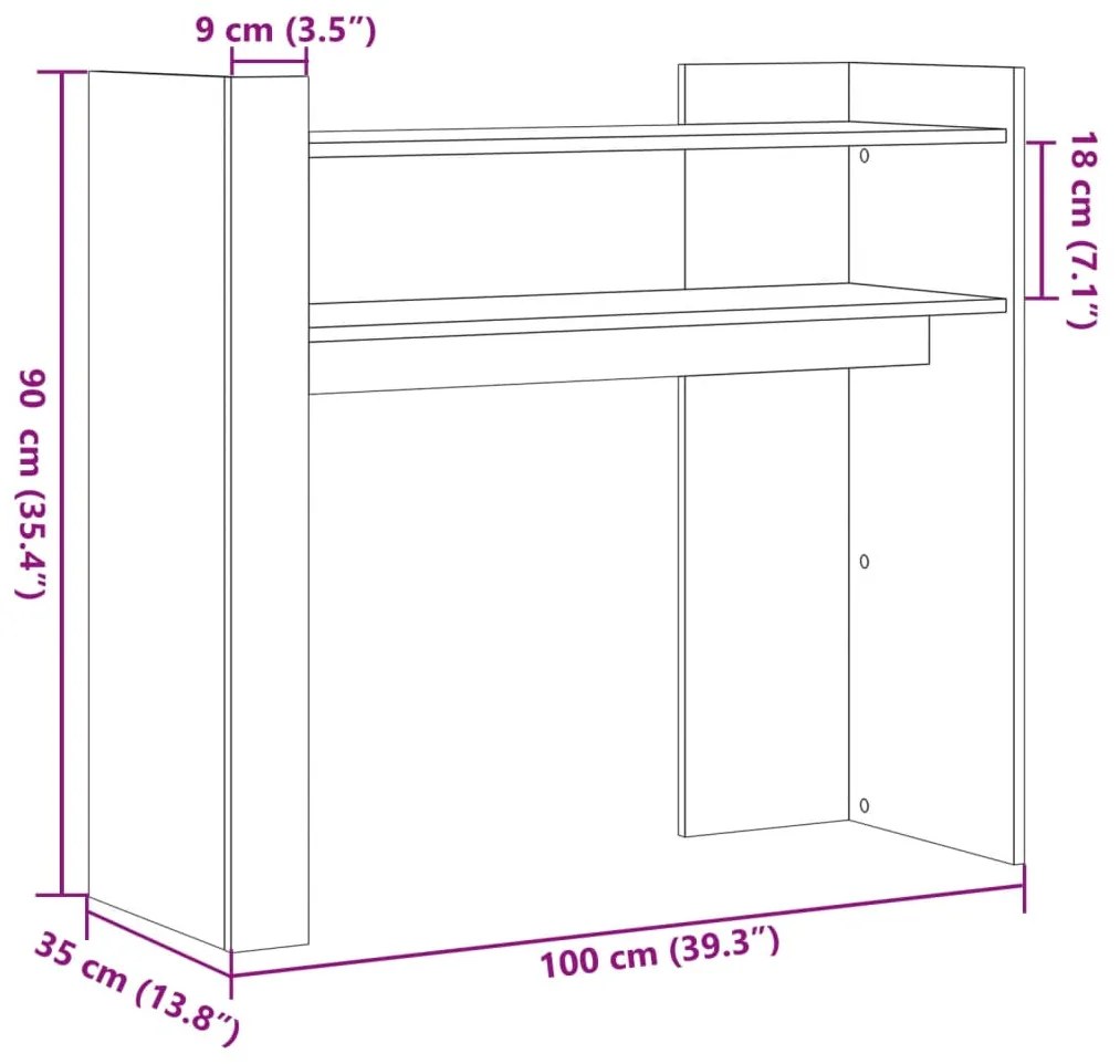 Mesa consola 100x35x90 cm derivados de madeira cinzento cimento