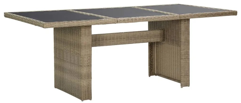Mesa de jantar jardim 200x100x74 cm vidro e vime PE castanho