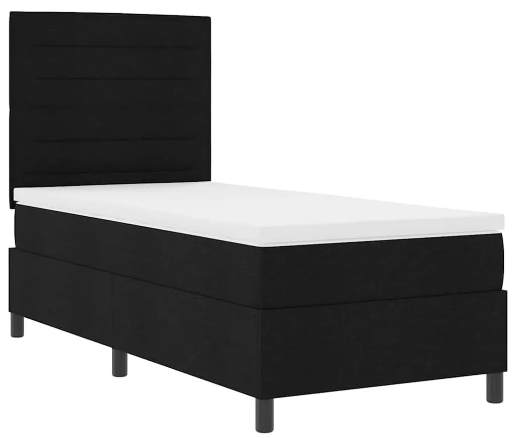 Cama Box com Colchão e Luz LED - Preta - 100 x 200 cm - Estrutura de T