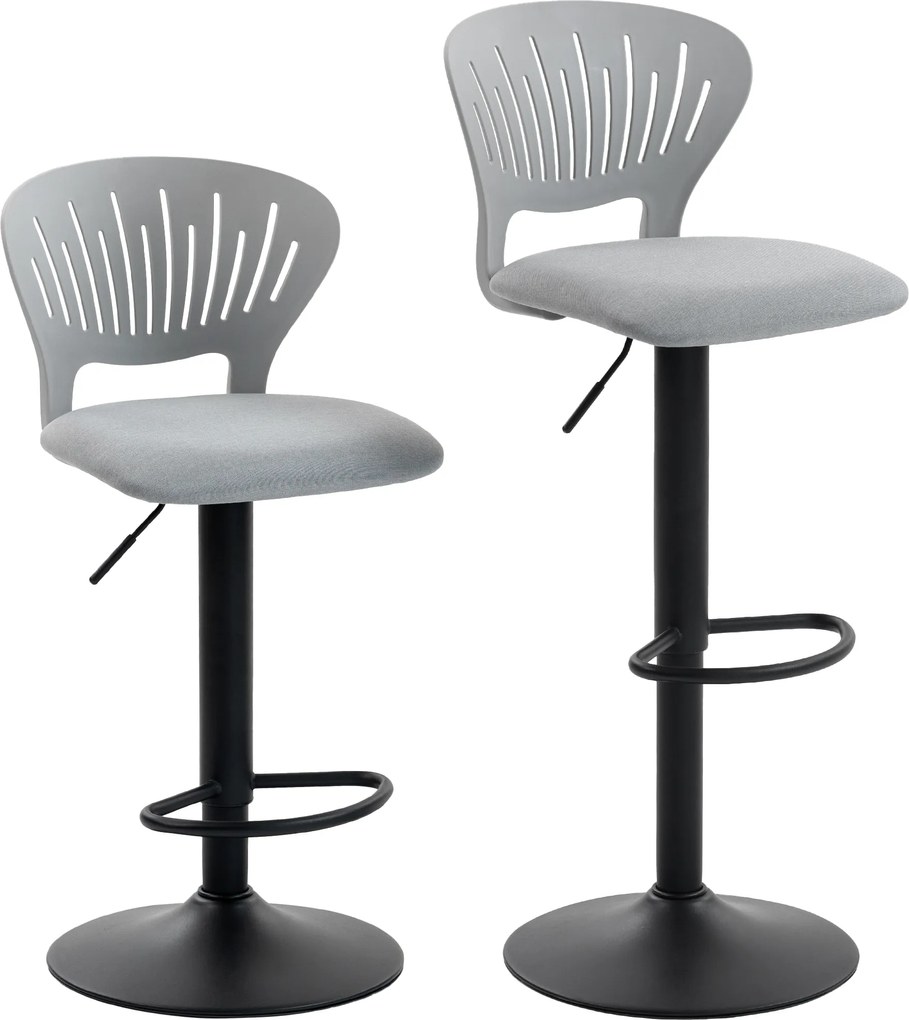 HOMCOM Conjunto de 2 Bancos Altos de Cozinha Giratórios a 360° Reguláveis em Altura de 84-105 cm 40,5x43x84-105 cm Cinzento | Aosom Portugal