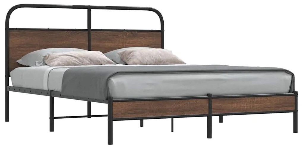 Estrutura cama s/ colchão derivados madeira carvalho castanho
