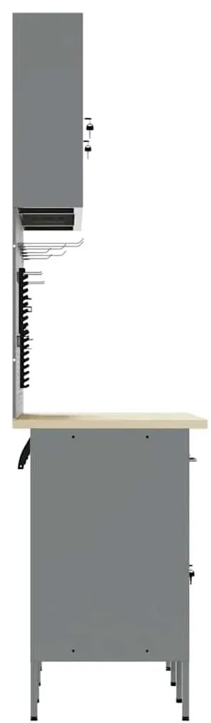 Conjunto de 7 Peças de Banco de Trabalho em Aço Preto