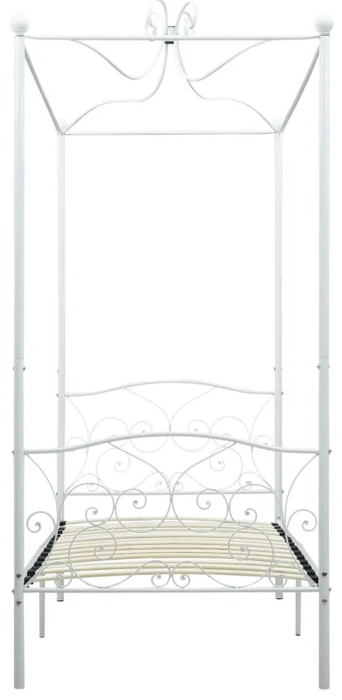 Estrutura de cama com dossel metal branco 90x200 cm