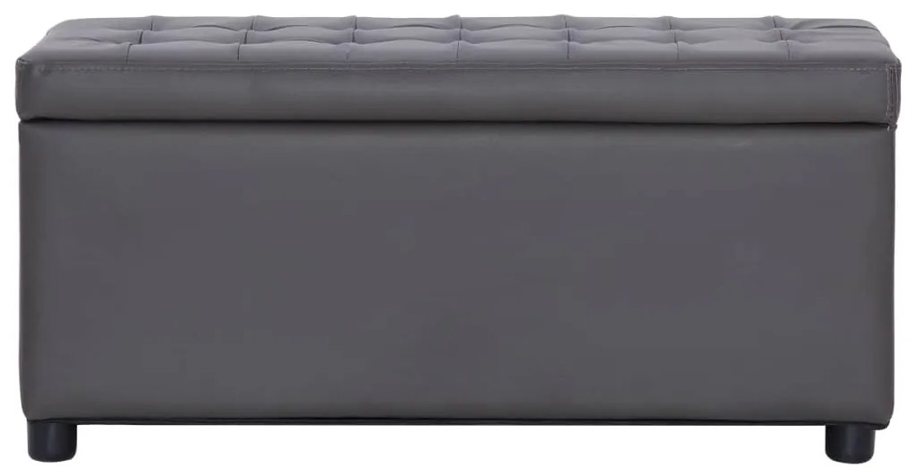 Banco de arrumação 87,5 cm couro artificial cinzento