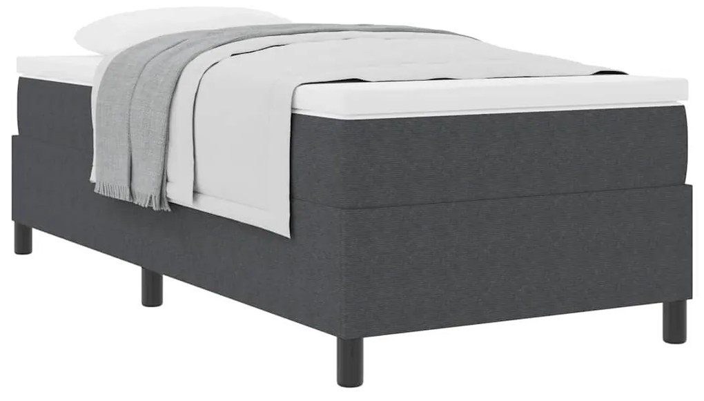 Cama Box Spring com colchão cinza escuro, 80 x 200 cm, tecido de cordu