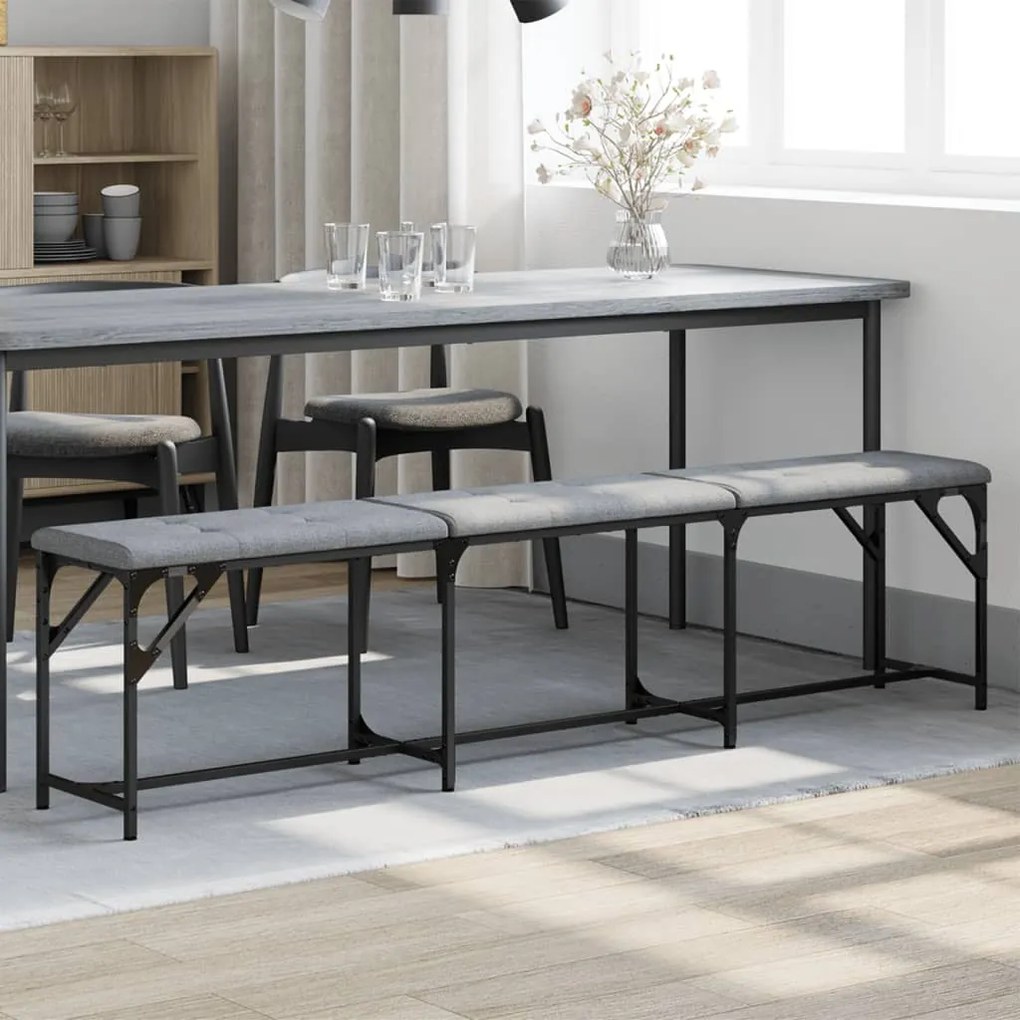vidaXL Banco de jantar 186x32x45 cm aço e tecido cinzento-claro