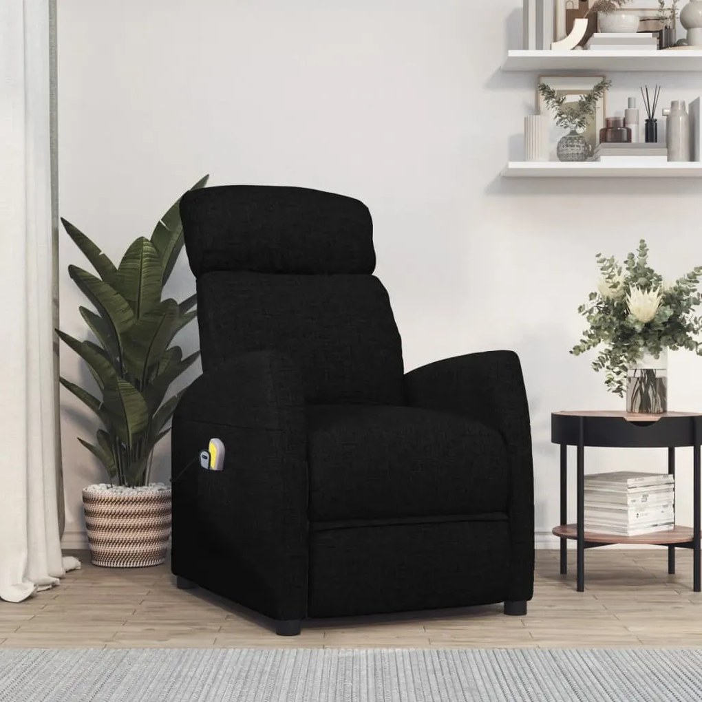 vidaXL Poltrona de massagens elevatória tecido preto