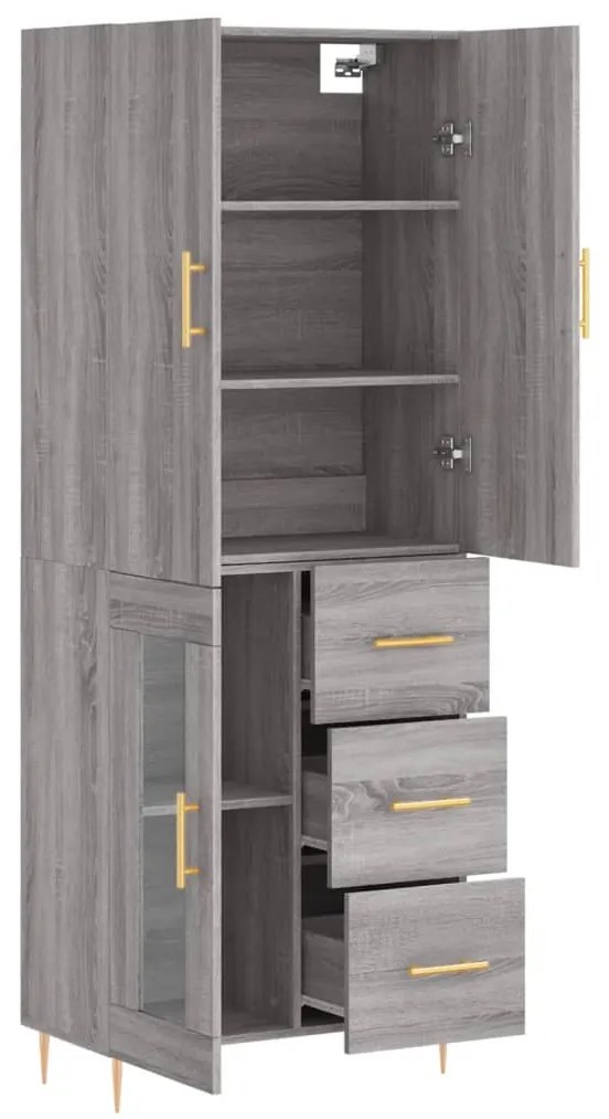 Armário alto 69,5x34x180 cm derivados de madeira sonoma cinza