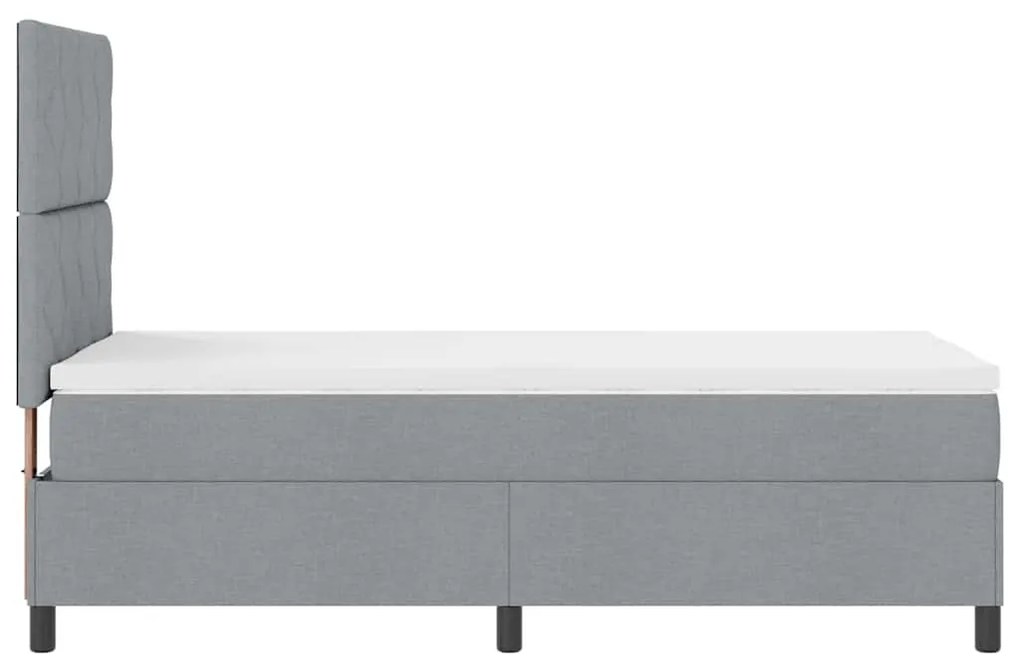 Cama Box com Colchão e Luz LED , Cinza Claro, 90 x 190 cm, Tecido