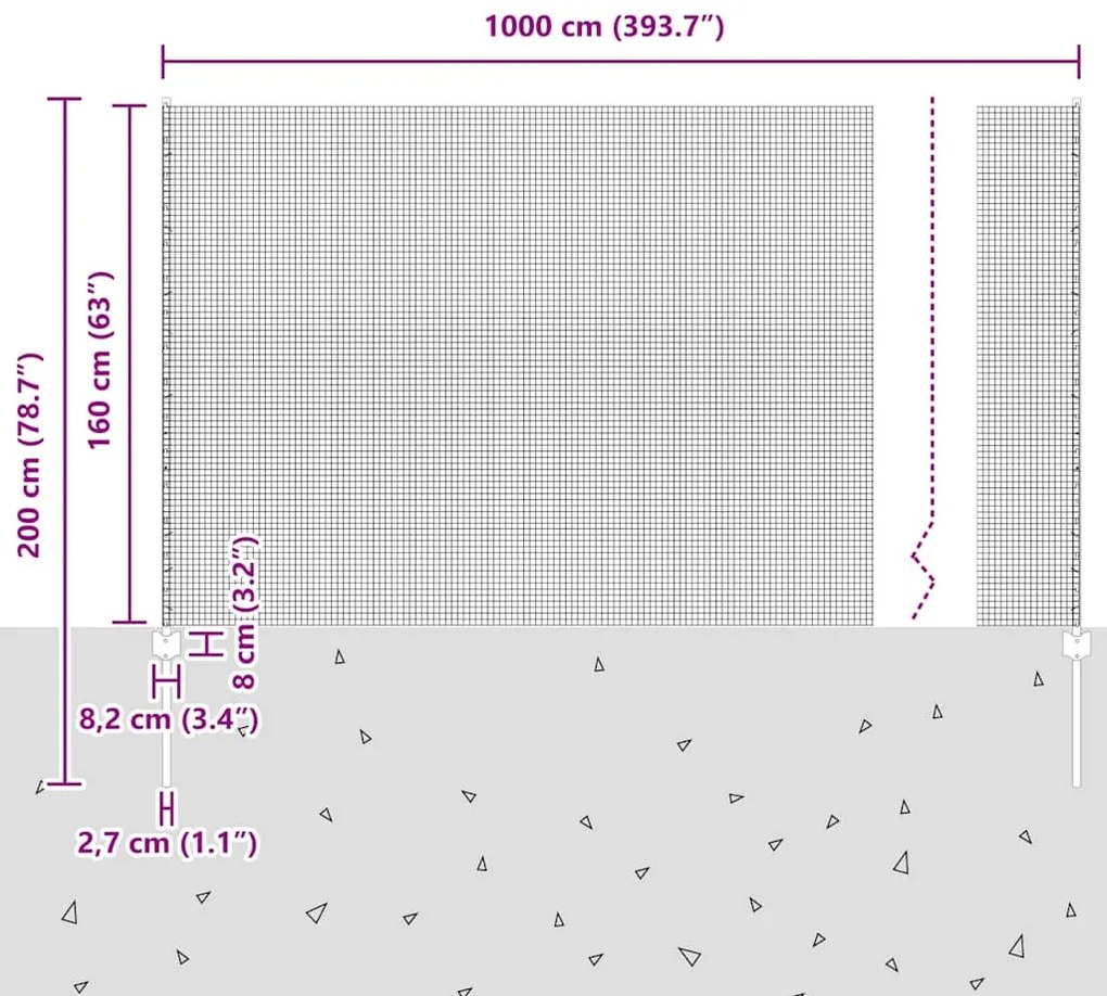 Cerca de Fio Soldado com 10 Postes U Prateado 1.6x10 m Aço